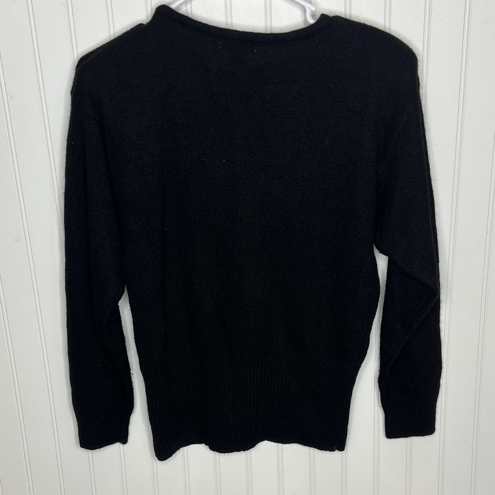 Black Sequin Bow Sweatersize Medium - image 5